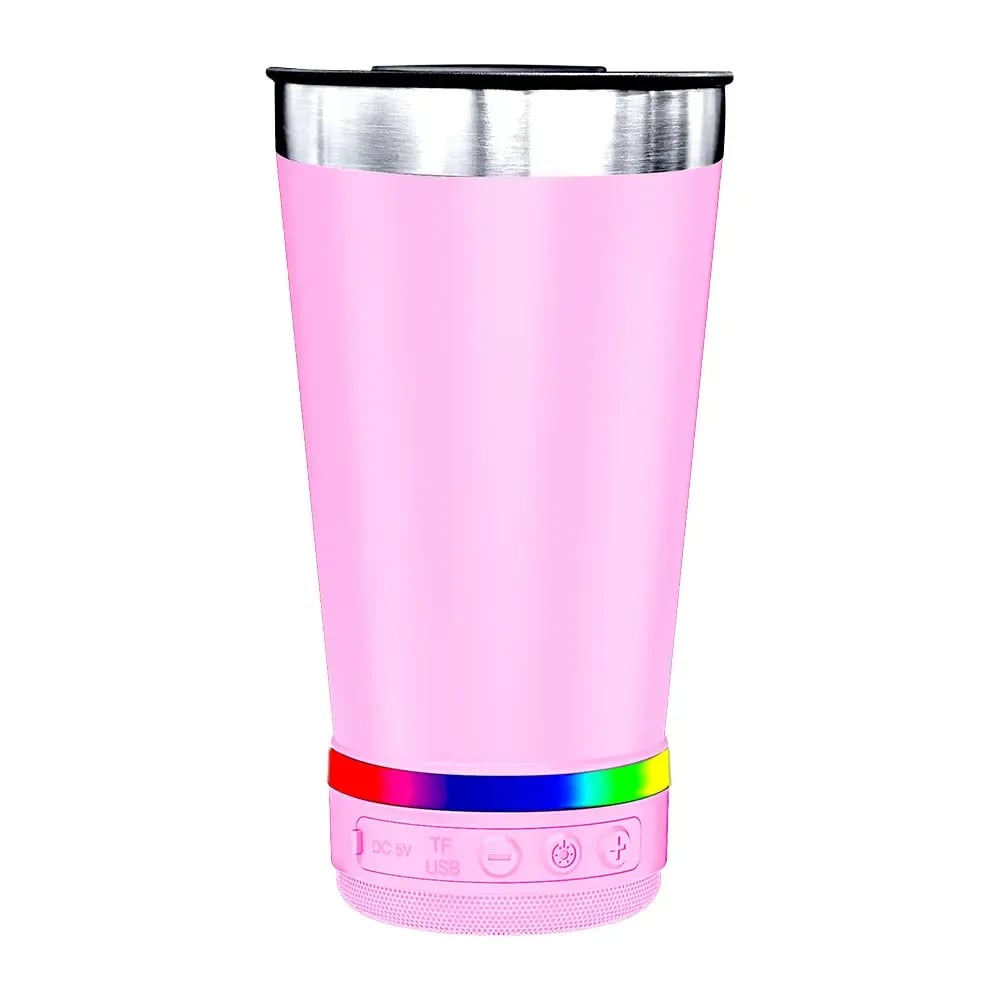 π Stainless Steel Insulated Mug with Bluetooth Speaker β Rechargeable LED Light Cup for Music, Drinks & Outdoor Enjoyment