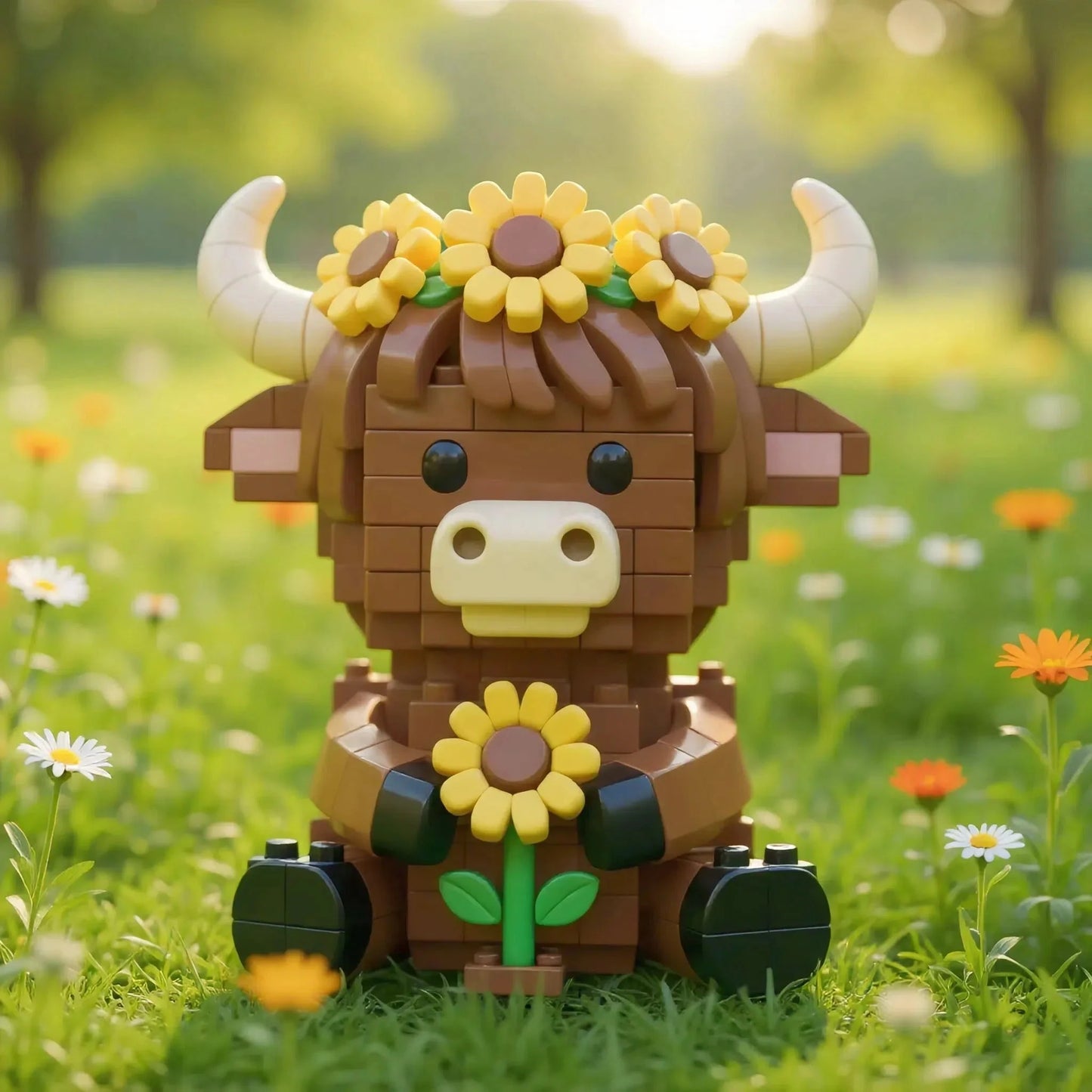 🔥Hot Sale 49% OFF🔥Sunflower Highland Cow Brick Set🌻🐂