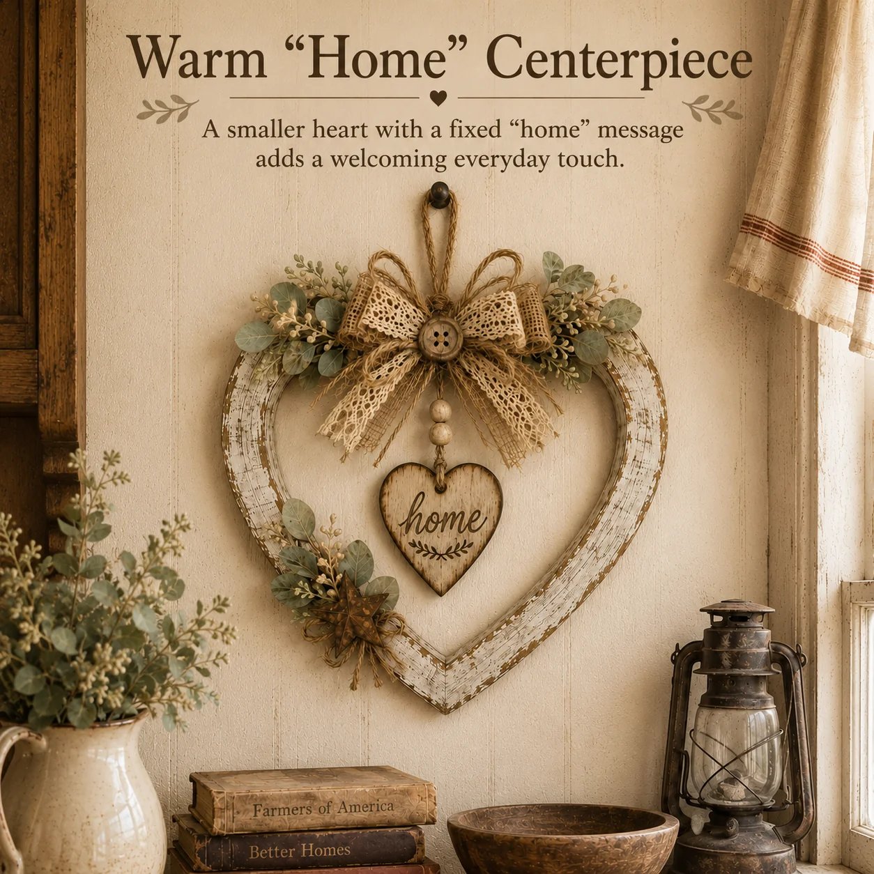 🤎Rustic Farmhouse Heart Wall Decor with“Home”Sign