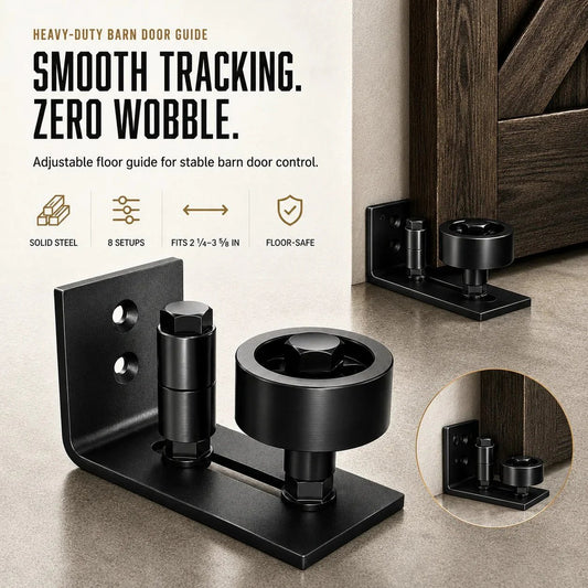 8-in-1 Adjustable Barn Door Floor Guide – Wall-Mount Stay Roller for Smooth, Stable Sliding