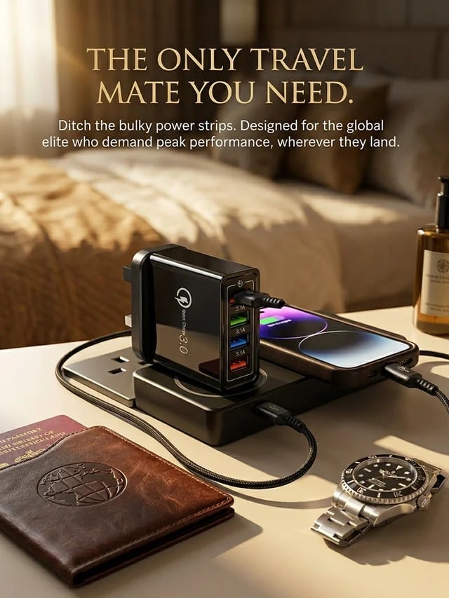 ⚡️Secret to Faster Phone Performance⚡️Four-Port Travel Charger for Extended Phone Battery Life