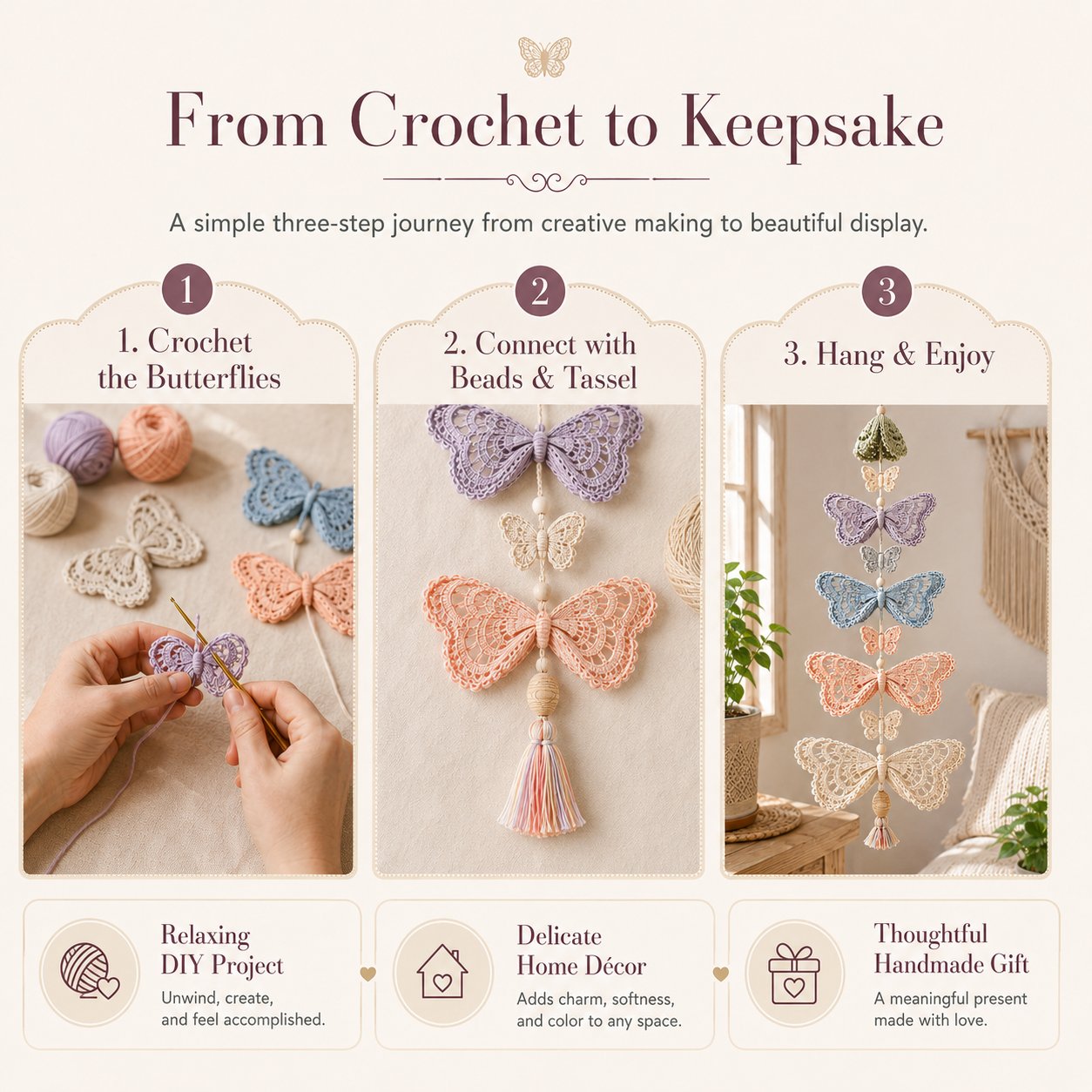 🔥LAST DAY 49% OFF - 🦋Butterfly Garden Cascade DIY Crochet Kit