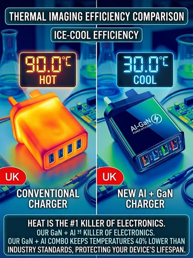 ⚡️Secret to Faster Phone Performance⚡️Four-Port Travel Charger for Extended Phone Battery Life
