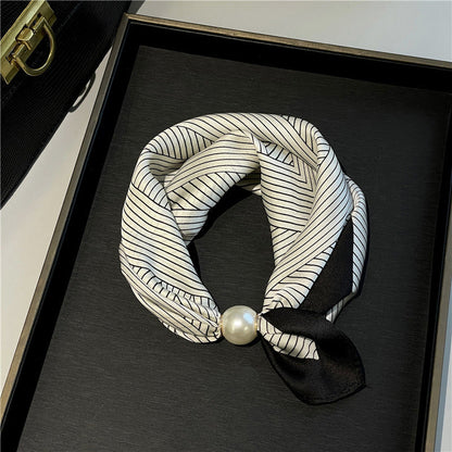 🧣 Pearl Magnetic Closure Scarf Necklace: Elegant 2-in-1 Printed Scarf! ✨