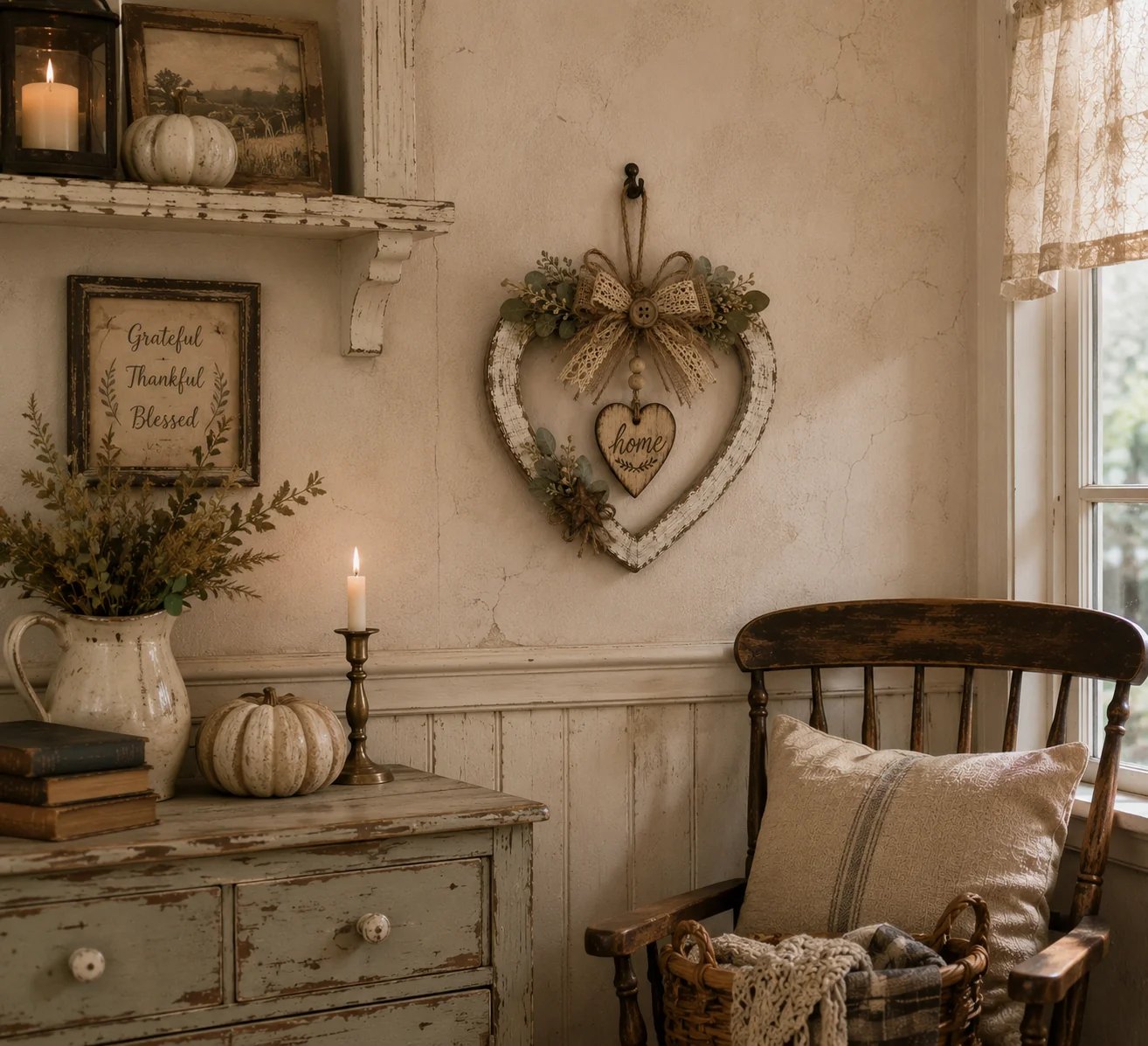 🤎Rustic Farmhouse Heart Wall Decor with“Home”Sign