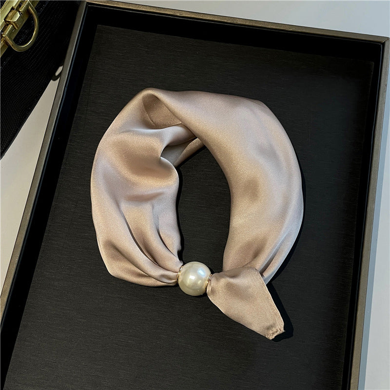 🧣 Pearl Magnetic Closure Scarf Necklace: Elegant 2-in-1 Printed Scarf! ✨