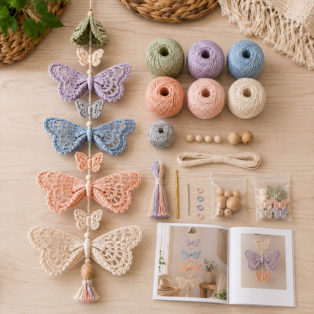 🔥LAST DAY 49% OFF - 🦋Butterfly Garden Cascade DIY Crochet Kit