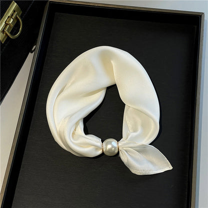 🧣 Pearl Magnetic Closure Scarf Necklace: Elegant 2-in-1 Printed Scarf! ✨