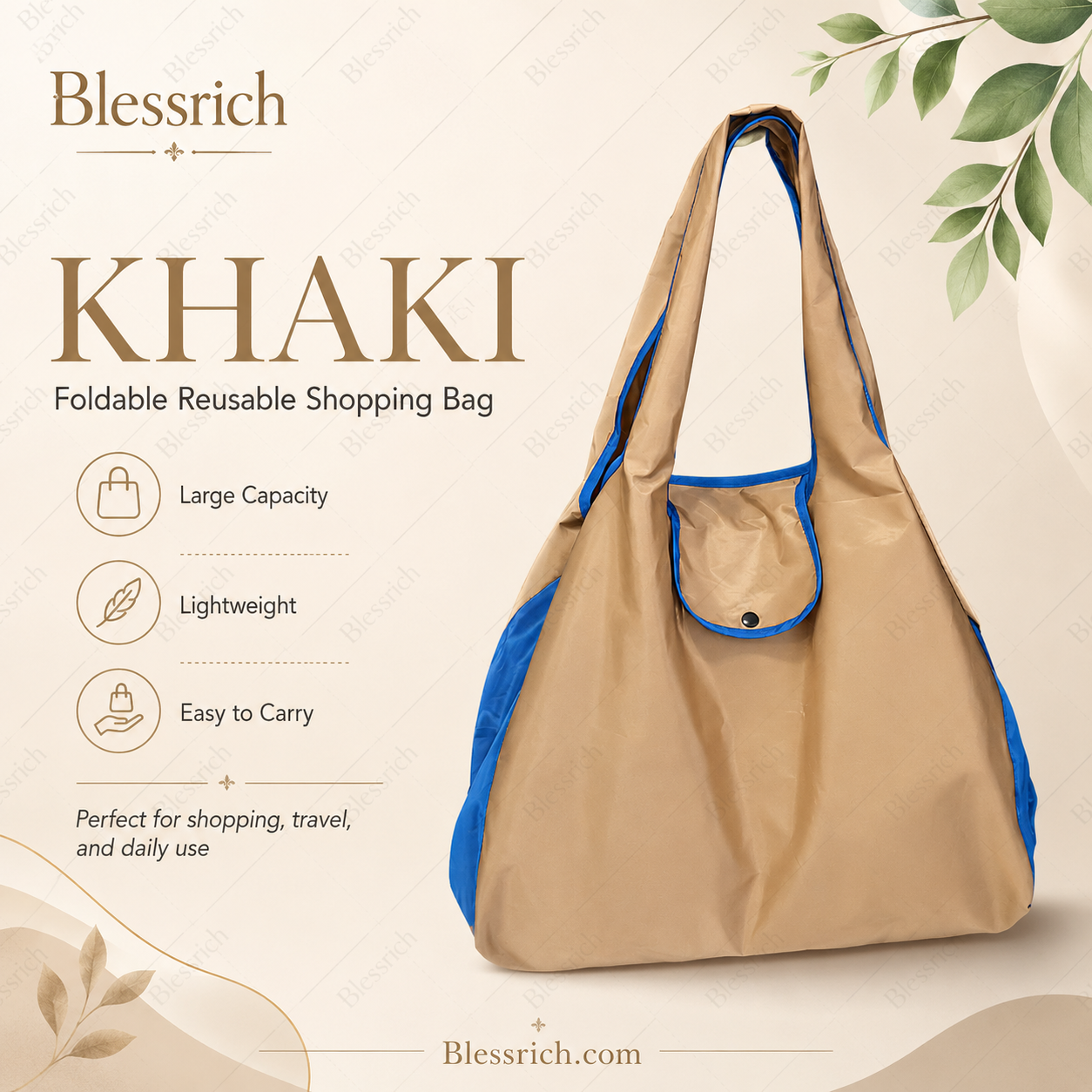 🛍️ Foldable Reusable Shopping Bag – Large Capacity, Lightweight & Washable