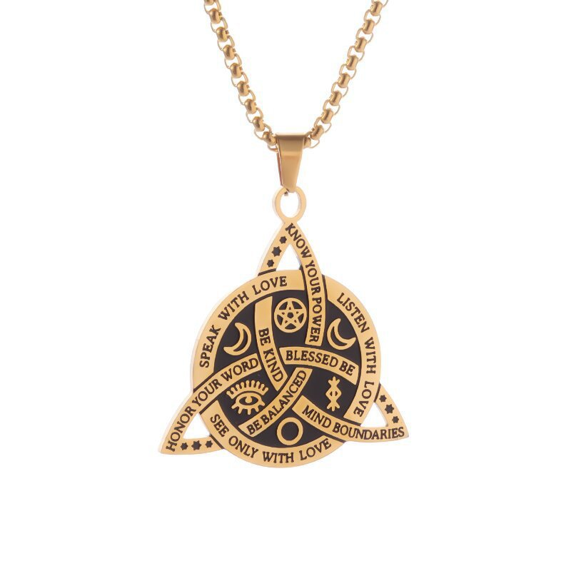 Steel and titanium Triple Goddess Triquetra Necklace Celtic Knot Irish Christian Trinity Knot Pendant