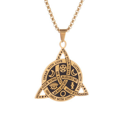 Steel and titanium Triple Goddess Triquetra Necklace Celtic Knot Irish Christian Trinity Knot Pendant