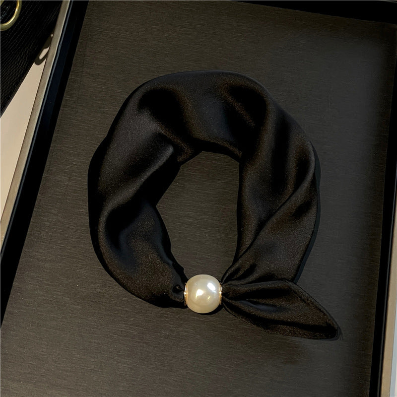 🧣 Pearl Magnetic Closure Scarf Necklace: Elegant 2-in-1 Printed Scarf! ✨