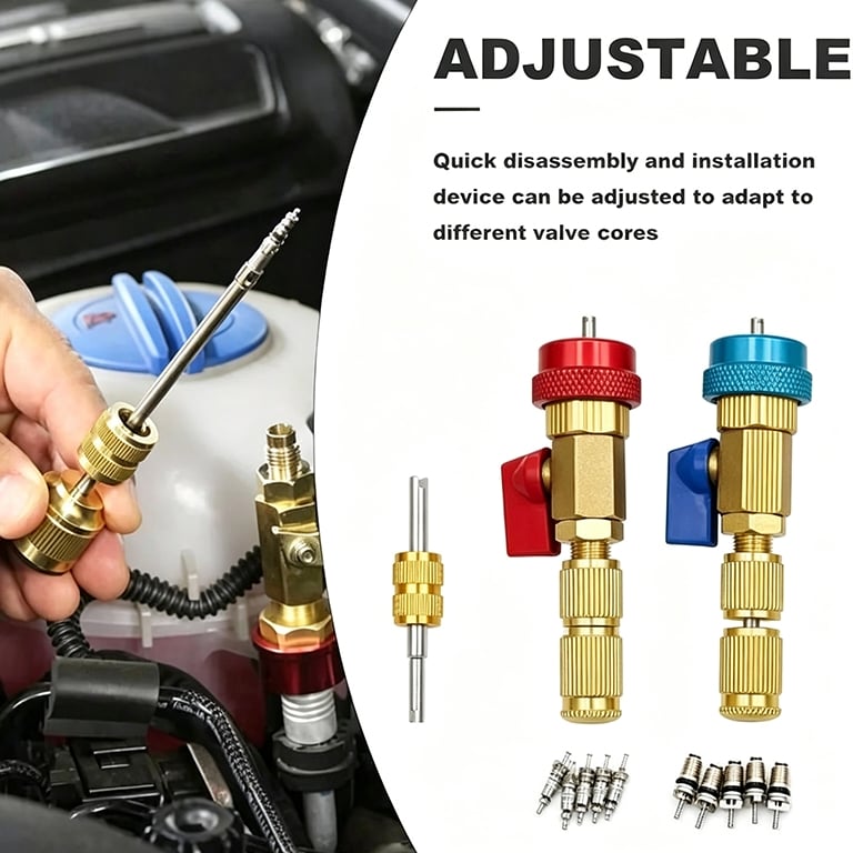 🔧R134a AC Valve Core Tool Kit  – High & Low Pressure Quick Coupler Remover Installer Set | Automotive Refrigerant Service Repair Tool