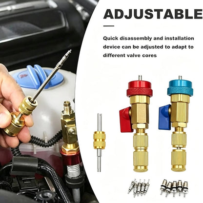 🔧R134a AC Valve Core Tool Kit  – High & Low Pressure Quick Coupler Remover Installer Set | Automotive Refrigerant Service Repair Tool
