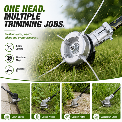 ⚙️ 48% OFF NOW! 🌿 Aluminum Trimmer Head – 4-Line Cutting & Universal Fit – Heavy-Duty & Easy Line Replacement 🏡