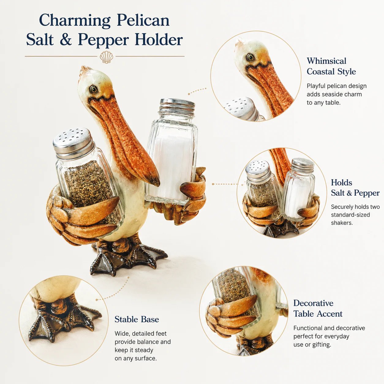 Coastal Animal Salt & Pepper Shaker Holder Set