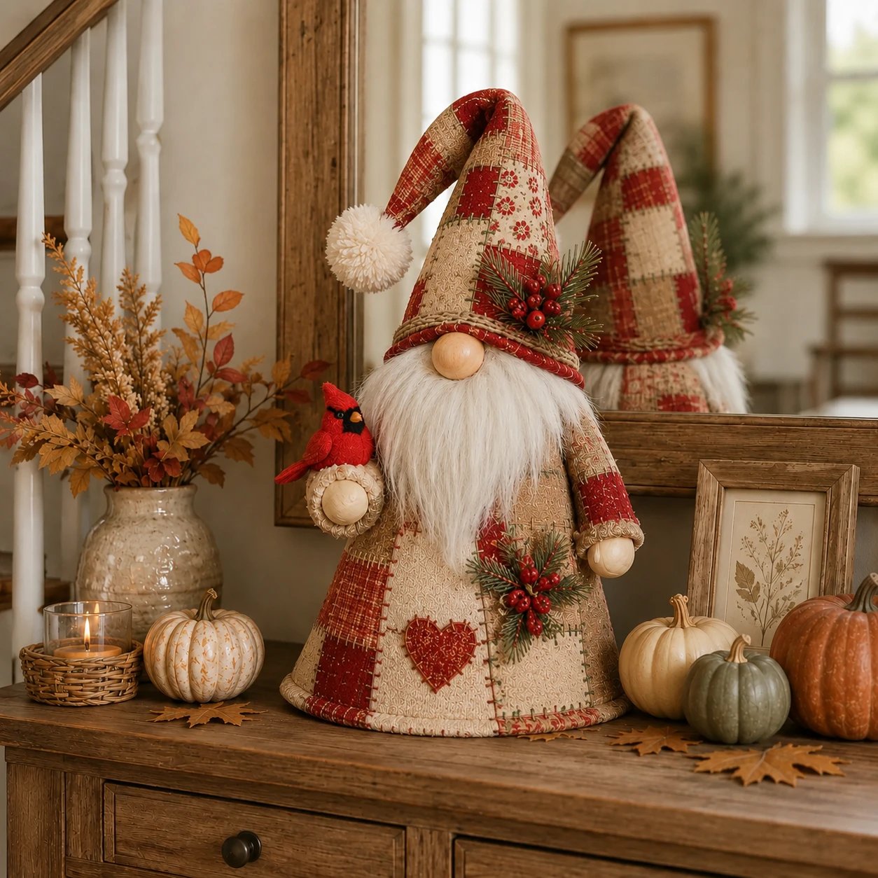 Free Shipping🔥49% OFF – 🐦 Patchwork Bird Gnome Light Collection | Warm Glowing Tabletop Decor with Farmhouse Patchwork Details for Mantels, Shelves & Holiday Gifts ✨