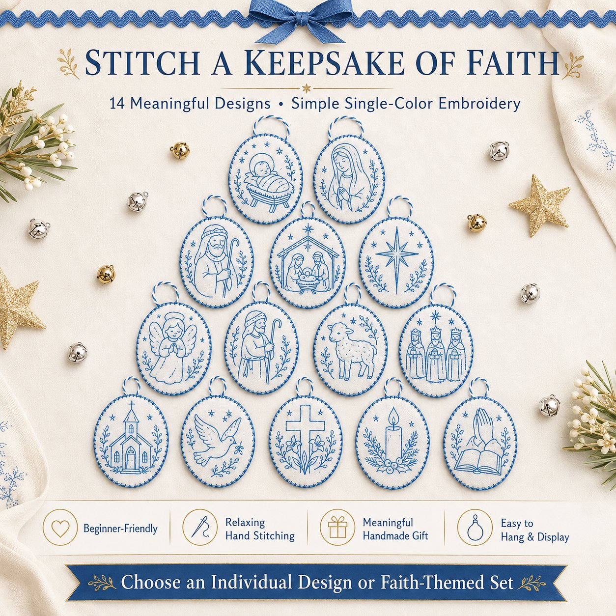 ⏳ Last Day 49% OFF – 🧵Beginner-Friendly DIY Heirloom Oval Embroidery Ornament Kit Collection | Complete Kit with All Tools & Step-by-Step Guide Included 💕