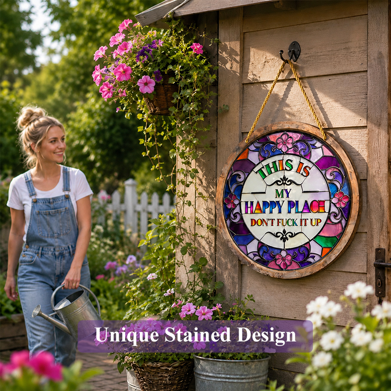 Stained Happy Place Hanging Decor