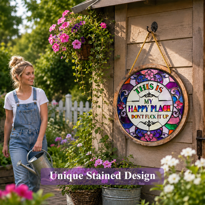 Stained Happy Place Hanging Decor