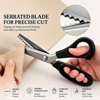Stainless Steel Pinking Shears – 9.1" Zig Zag Fabric Scissors for Sewing, Quilting, Dressmaking & DIY Crafts