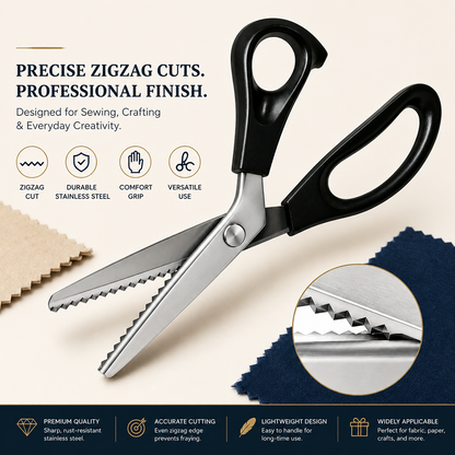 Stainless Steel Pinking Shears – 9.1" Zig Zag Fabric Scissors for Sewing, Quilting, Dressmaking & DIY Crafts