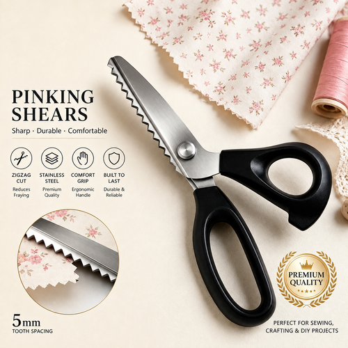 Stainless Steel Pinking Shears – 9.1" Zig Zag Fabric Scissors for Sewing, Quilting, Dressmaking & DIY Crafts