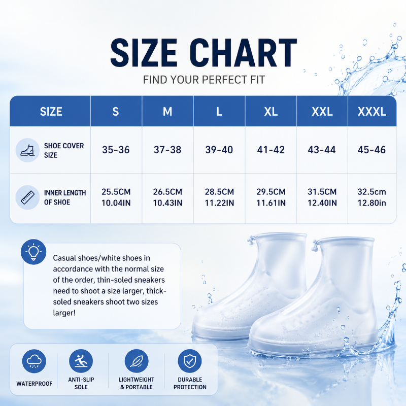 Waterproof Shoe Covers with Zipper & Adjustable Drawstring