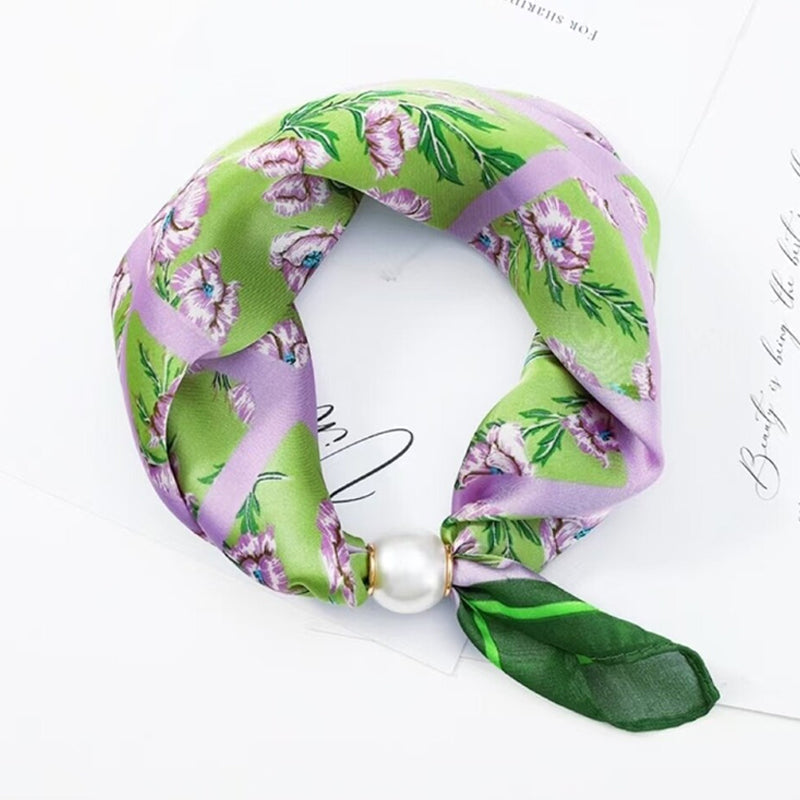 🧣 Pearl Magnetic Closure Scarf Necklace: Elegant 2-in-1 Printed Scarf! ✨