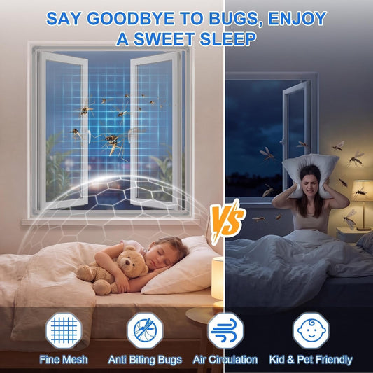 Self-Adhesive Window Fly Screen Mesh – Cut-to-Size Insect & Mosquito Net for Windows