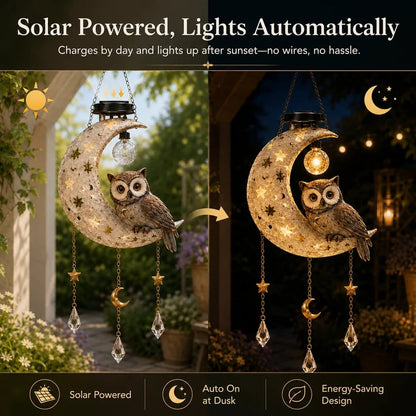🦉🌙Solar Owl Moon Garden Light