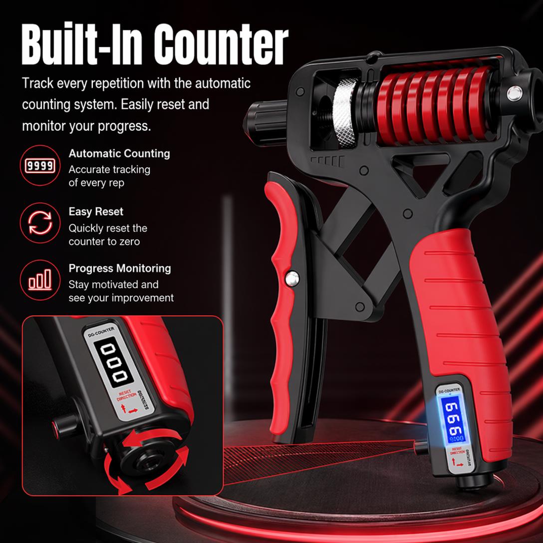 Adjustable Grip Strengthener with Digital Counter-5-165KG Heavy Resistance Hand & Forearm Trainer