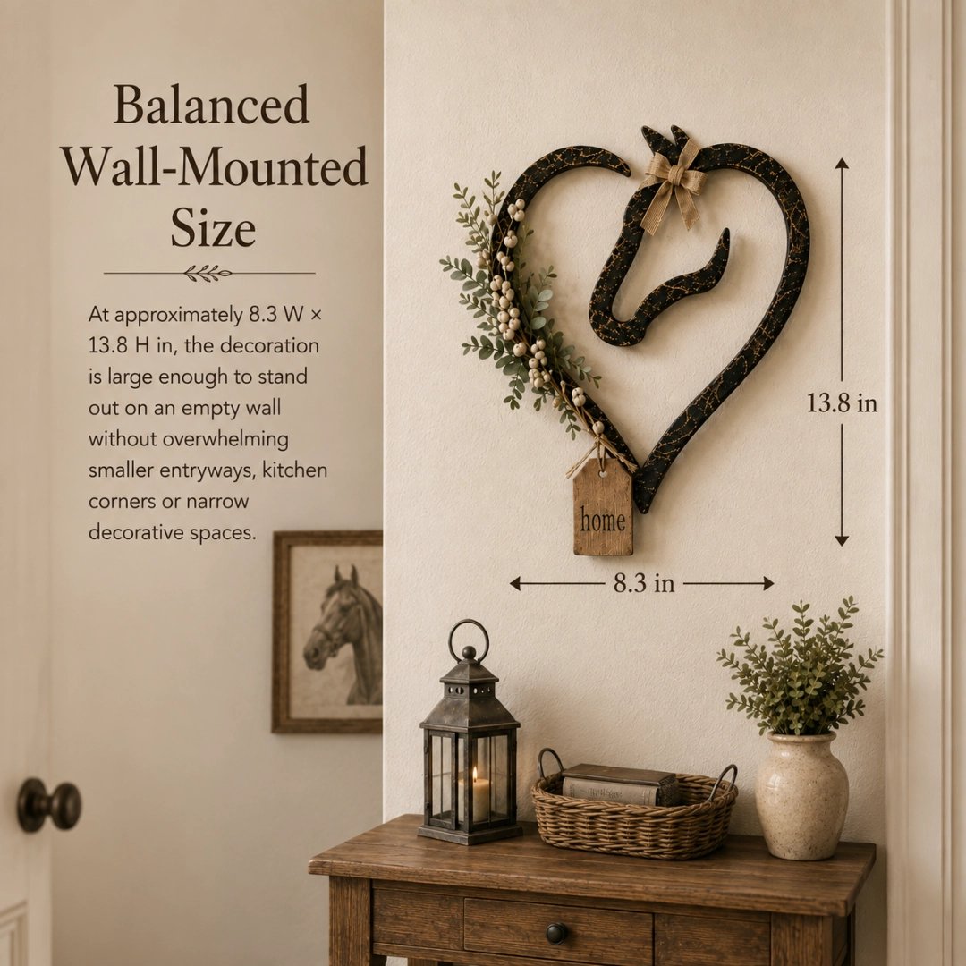 🐎🏠Rustic Horse Heart Wall Decor with Greenery – Farmhouse Equestrian Home Accent