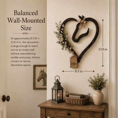🐎🏠Rustic Horse Heart Wall Decor with Greenery – Farmhouse Equestrian Home Accent