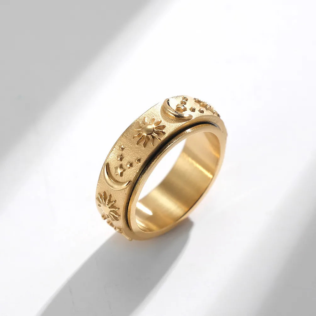 💕 Sun, Moon, and Stars Anxiety Relief Spinner Ring for Couples