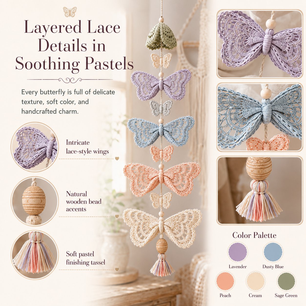 🔥LAST DAY 49% OFF - 🦋Butterfly Garden Cascade DIY Crochet Kit