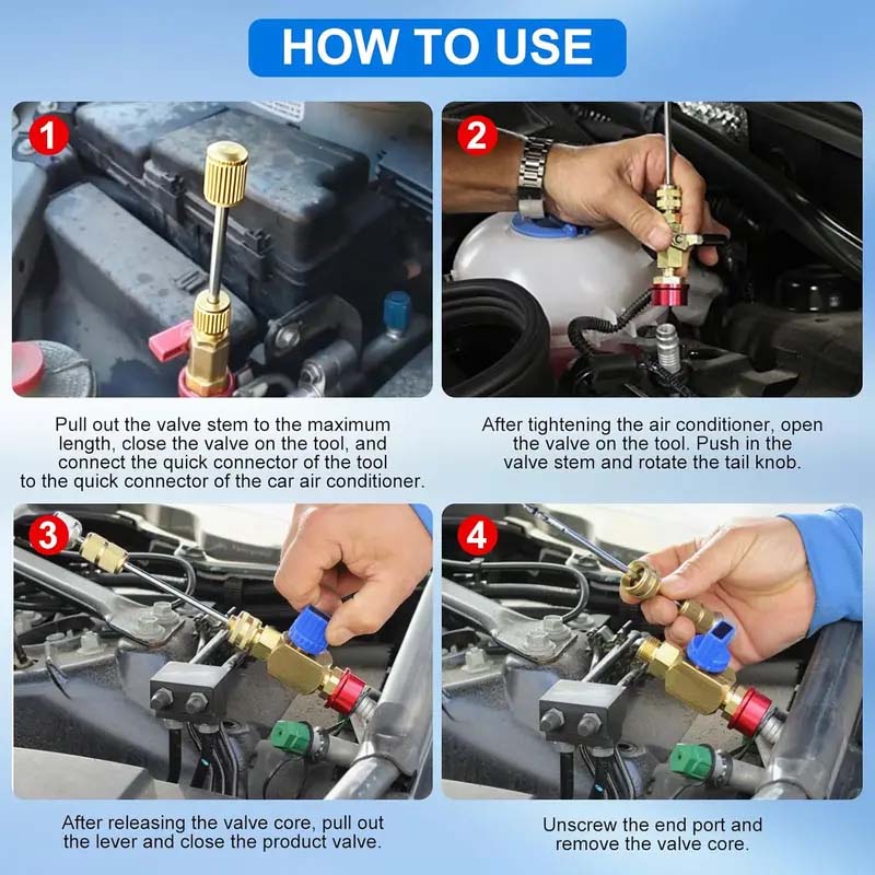 🔧R134a AC Valve Core Tool Kit  – High & Low Pressure Quick Coupler Remover Installer Set | Automotive Refrigerant Service Repair Tool