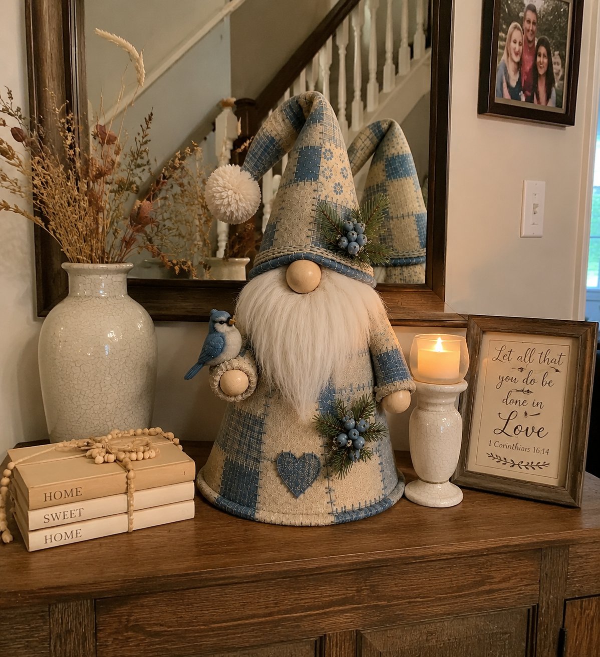 Free Shipping🔥49% OFF – 🐦 Patchwork Bird Gnome Light Collection | Warm Glowing Tabletop Decor with Farmhouse Patchwork Details for Mantels, Shelves & Holiday Gifts ✨