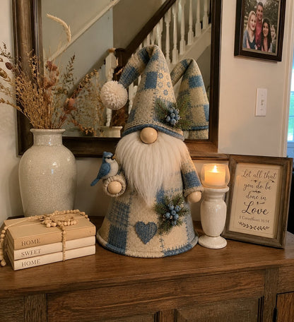 Free Shipping🔥49% OFF – 🐦 Patchwork Bird Gnome Light Collection | Warm Glowing Tabletop Decor with Farmhouse Patchwork Details for Mantels, Shelves & Holiday Gifts ✨