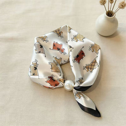 🧣 Pearl Magnetic Closure Scarf Necklace: Elegant 2-in-1 Printed Scarf! ✨