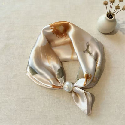 🧣 Pearl Magnetic Closure Scarf Necklace: Elegant 2-in-1 Printed Scarf! ✨