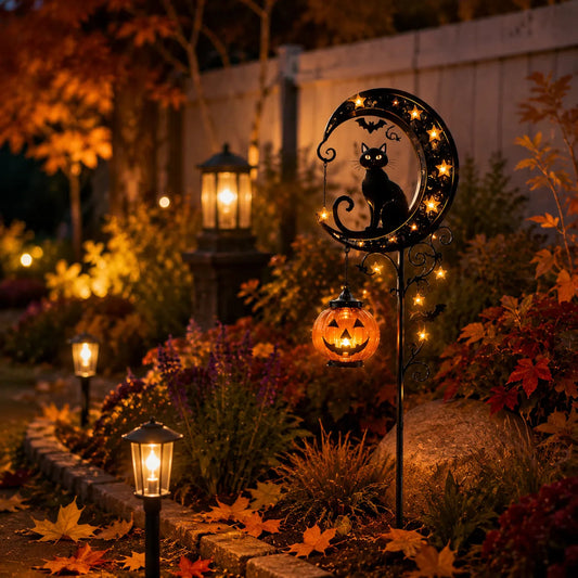 🔥Summer Sale 49% OFF🔥 - 🎃Solar Halloween Black Cat Garden Stake Light