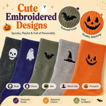 🔥🔥🔥Split price down to £2.17 each🎃Halloween Embroidered Crew Socks🧦