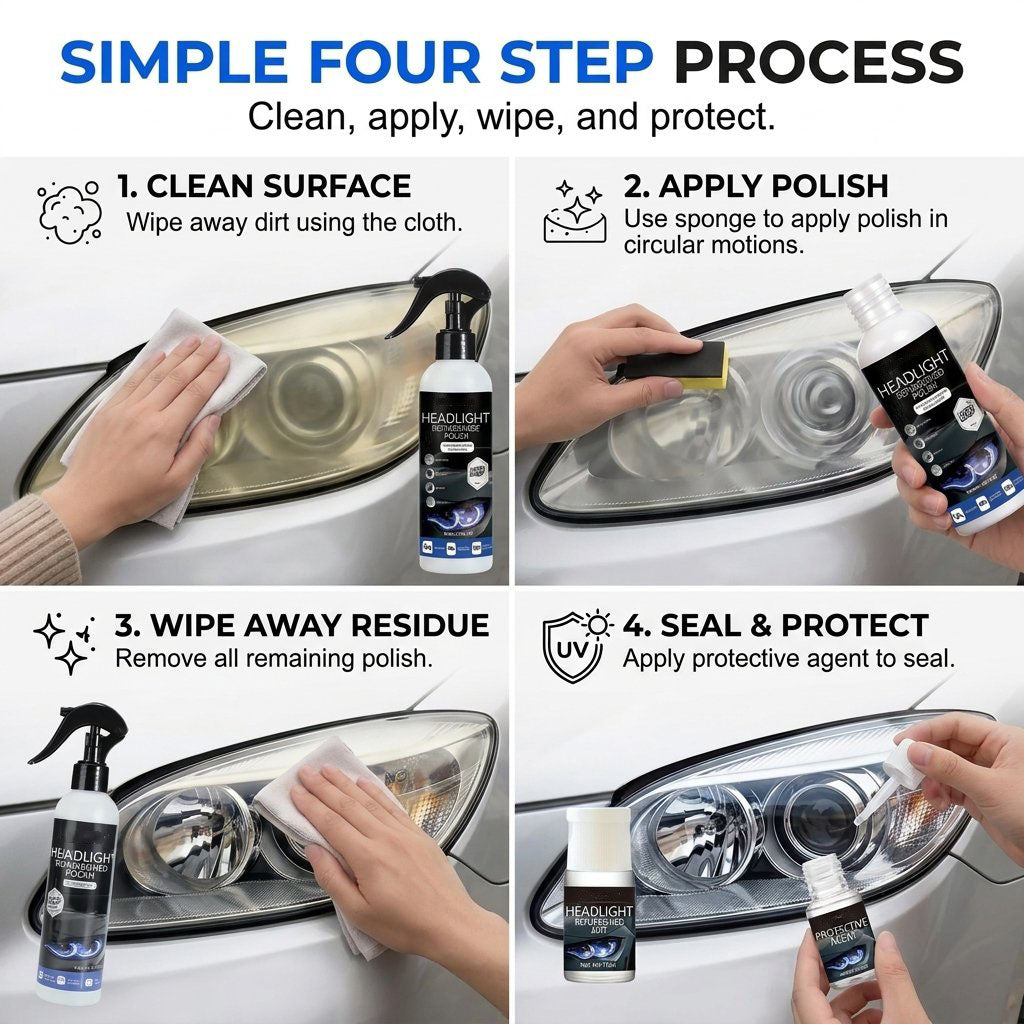 Headlight Restoration Fluid with Crystalline Protective Coating