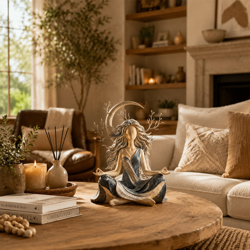 🌿 Serene Goddess of Nature Sculpture: Ethereal Earthy Home & Meditation Decor! ✨