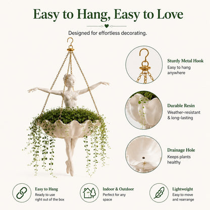 💃 Ballet Dancer Hanging Planter– 🌿Elegant Garden Decor for Porch & Patio