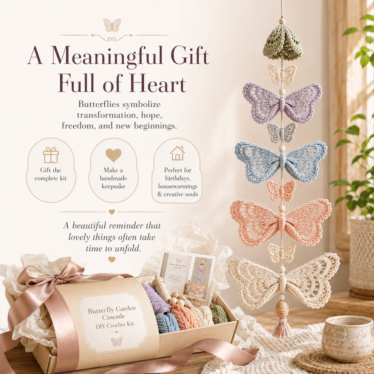 🔥LAST DAY 49% OFF - 🦋Butterfly Garden Cascade DIY Crochet Kit