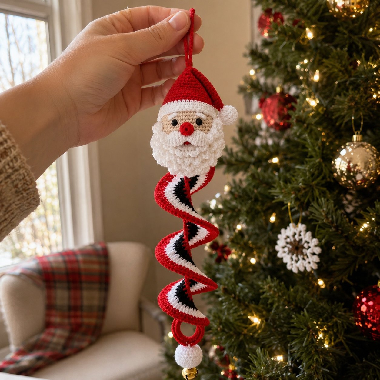 🔥HOT SALE 49% OFF☃️Crochet Snowman Spiral Ornament DIY Kit | Complete Beginner-Friendly Set with Soft Yarn, Crochet Hook, Festive Beads, Snowflakes & Step-by-Step Guide 🧶🎄✨