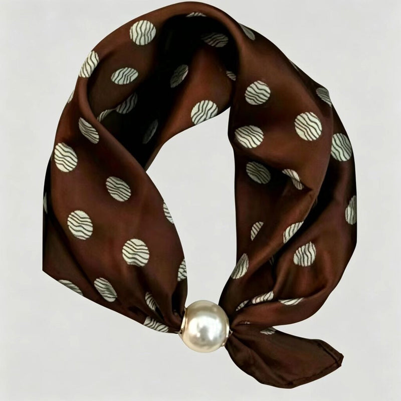 🧣 Pearl Magnetic Closure Scarf Necklace: Elegant 2-in-1 Printed Scarf! ✨