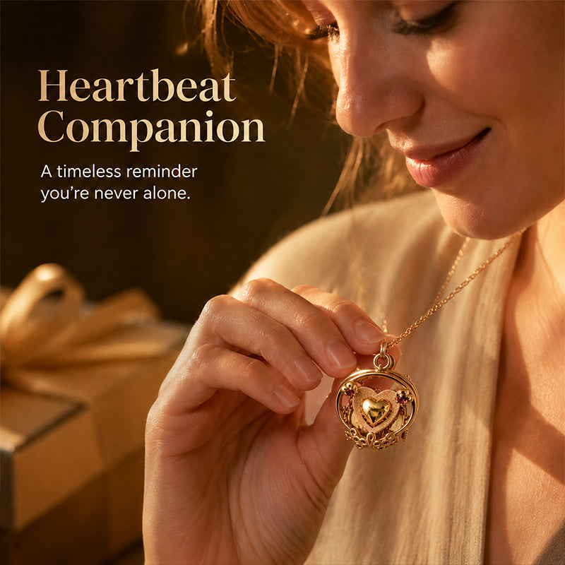 💛 Vintage Gear‑Style Heart Charm Necklace